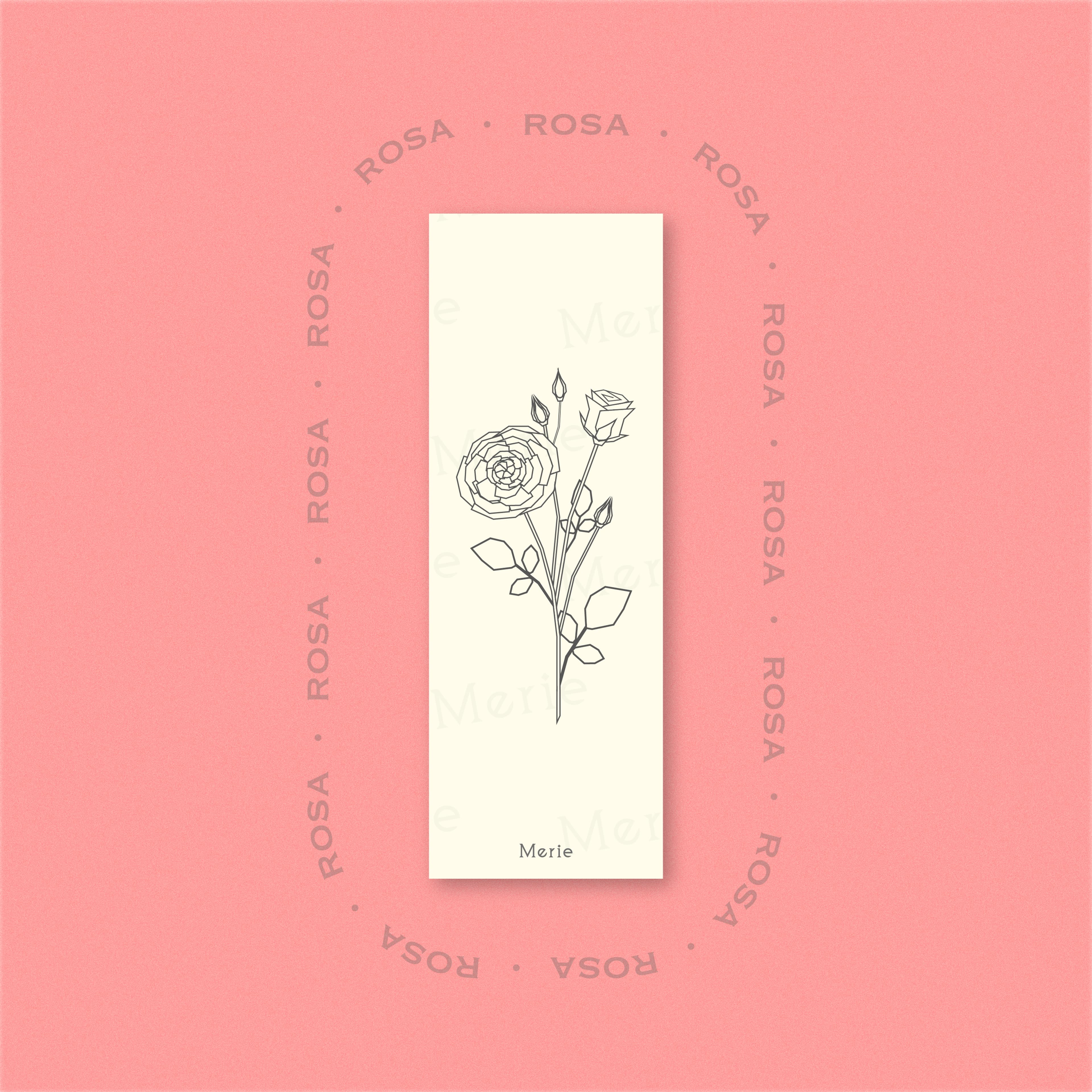 Lesezeichen mit einfachem Rosa-Motiv